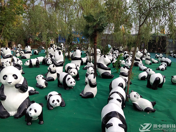 玻璃钢熊猫摆件 卡通熊猫雕塑 